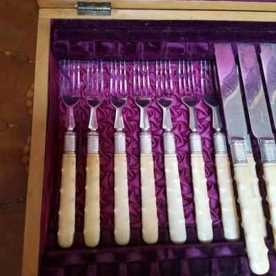 Lot-57 24 Pc Fork & Knife Set JD&S Stamped in Box