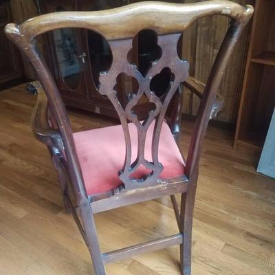 Lot-8 English Style Office Armchair in Carved Oak