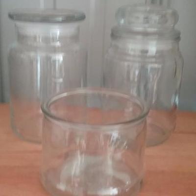 Lot of 3 Decorator Glass Jars