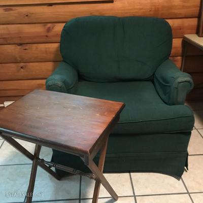 Lot 3 - Dark Green Armchair and TV stand