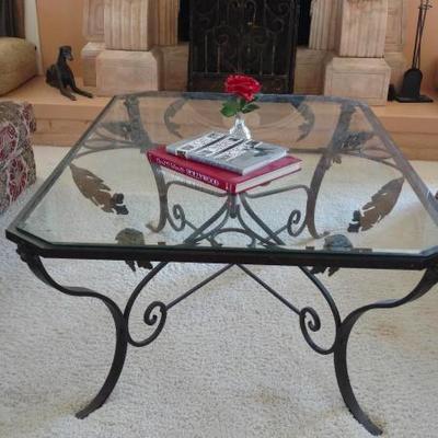 Glass and Iron Coffee Table