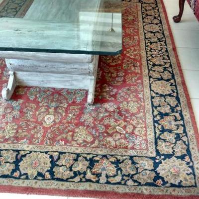 Glass Top Carved Solid Wood Coffee Table 