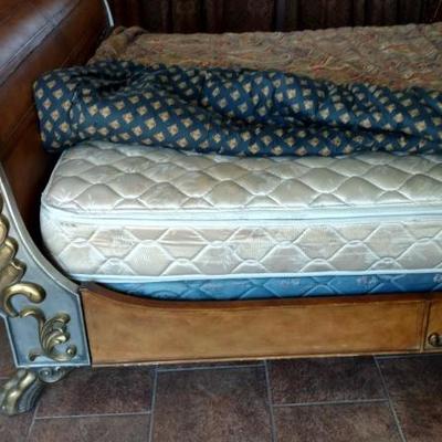 Unique Leather and Metal Queen-size Sleigh Bed