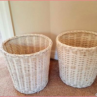 2 wicker small trash baskets