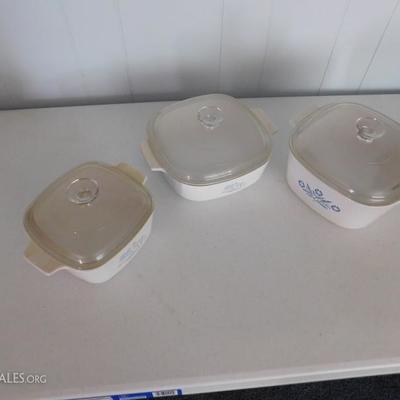 Set of Three Corningware Bake Dishes