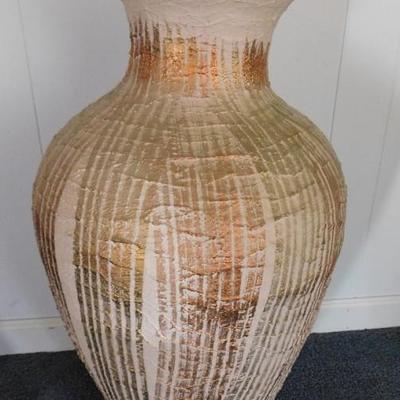Tall Painted Terra Cotta Floor Vase