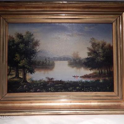Older 1800's Lake Scene on Oil Lot # 30