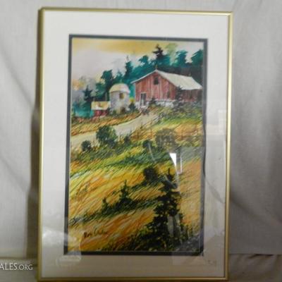 Ron Stoker Barn Water color Framed Lot # 41