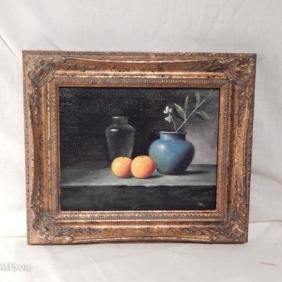 Oil Painting Vases and Two Oranges J.A.