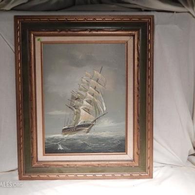 Ship Painting On Ocean  Lot # 23
