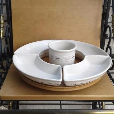 Lot of 6: Longaberger Crescent Bowls, Not-so-Lazy Susan & Crock