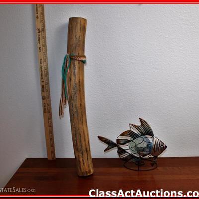 Rain Stick & decorative Voltive Fish Candle Holder - Lot 82