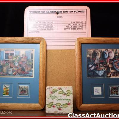 Cork Board for Wall, 2 wall Stamp Pictures & Decorative Tile - 247