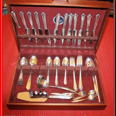 55 Piece Misc Flatware with Wooden Box - Lot 241