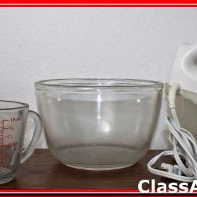 Mixer, Large Mixing Bowl & Glass Measuring Cup - Lot 303