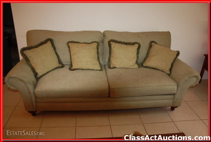 Haverty's Couch (Pale Green) with 4 pillows Lot 6