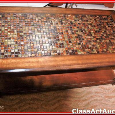 Wood Coffee Table with small tile inlays - Lot 35
