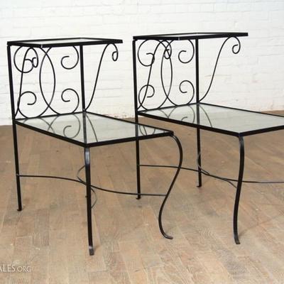 Pair Mid Century Modern Two Tier Side Tables - Retail $250