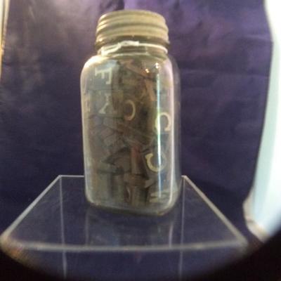 Vintage Scrabble Pieces in Ball Jar