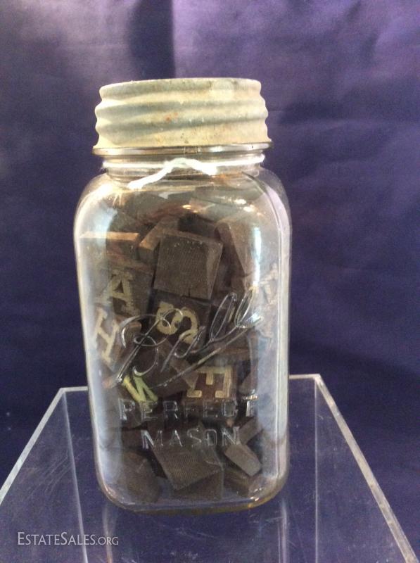 Vintage Scrabble Pieces in Ball Jar