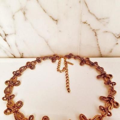 Oscar de la Renta Iconic 1973 signed Modernist heavy link necklace Gold Plated