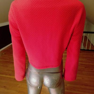 Vtg Couture Prada Milano quilted Bolero red orange Jacket with ruby button Italy