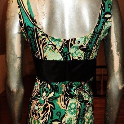 Kay Unger New York silk brocade wiggle dress kitten bow 