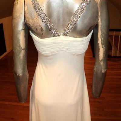 Vtg Jovani Grecian maxi Gown with Austrian crystals details very fluid