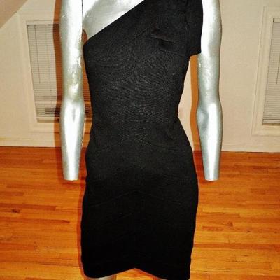 Robert Rodriguez Intermix runway single shoulder body con dress kitten bow