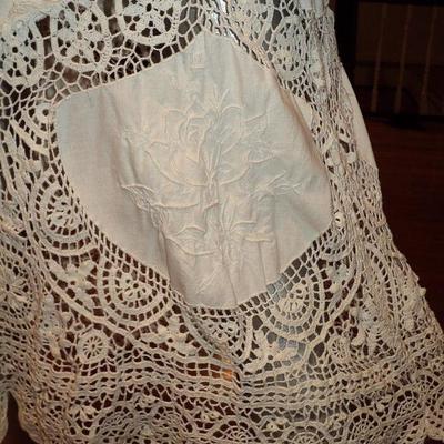 Vtg Hand embroidered and Crochet ensemble skirt/top cotton