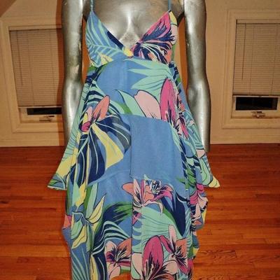 French Coterie Handkerchief  tropical print dress New 