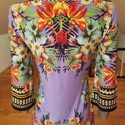  Lilac floral printed wiggle dress boat neck similar to "Maurice" 60's dress