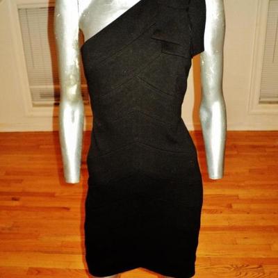 Robert Rodriguez Intermix runway single shoulder body con dress kitten bow