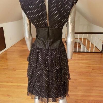 Vtg Sander Witlin layered chiffon polka dot wiggle dress 