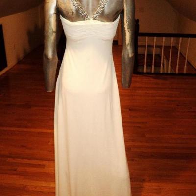 Vtg Jovani Grecian maxi Gown with Austrian crystals details very fluid