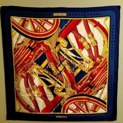 Vintage Hermes Paris silk hand rolled scarf Rythmes 1970 by Cathy Latham