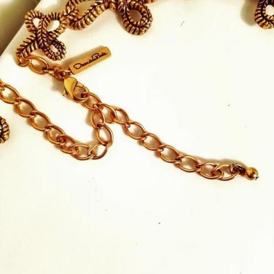 Oscar de la Renta Iconic 1973 signed Modernist heavy link necklace Gold Plated