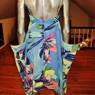 French Coterie Handkerchief  tropical print dress New 