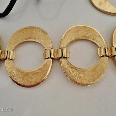 Vintage Christian Dior Link necklace/bracelet set gold plated & signed 1970's