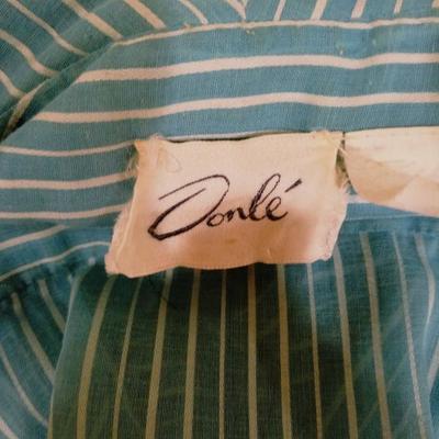 Vtg MGM Star Elaine Ravell Estate 1950's stripe muslin button front dress