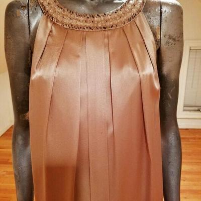 Vtg Jones NY embellished liquid satin wiggle shimmer dress 