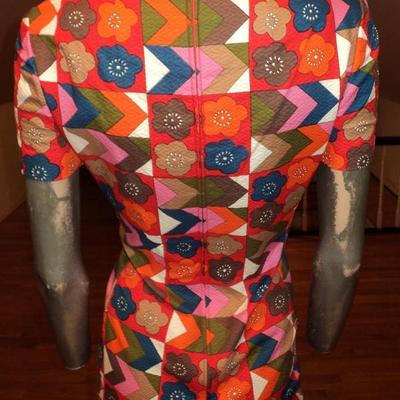 Vtg 1960's Arkin Collection ensemble colorful piquet  Crown Colony Hong Kong