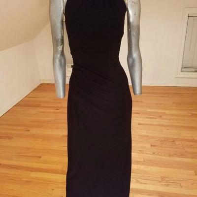 Ralph Lauren evening grecian draped gown swarovski crystal embellished 