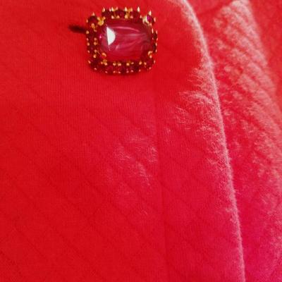 Vtg Couture Prada Milano quilted Bolero red orange Jacket with ruby button Italy