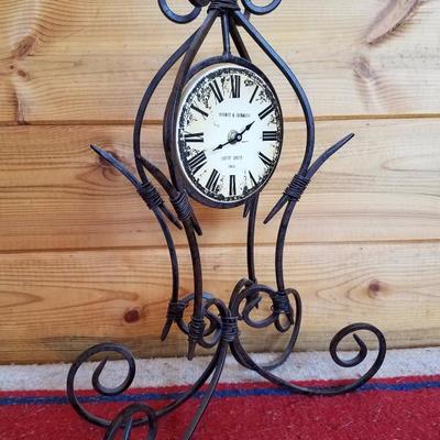 Lot-B40 Poirot & Germain Saint Croix Paris  Twisted Metal Table Clock
