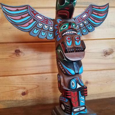 Lot-B30 Artist Gary Rice Haida Tribe Totem Pole Canadian Indian