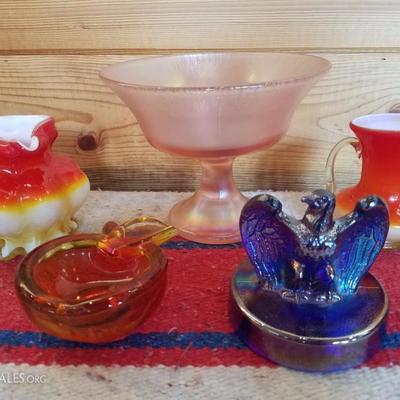 Lot-B55 5 pc Mixed Fenton Glass Assorted Lot