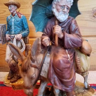 Lot-A17 3 Pc Western American Porcelain Figurines Collection