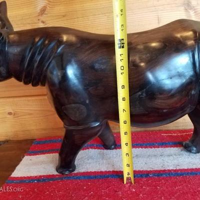 Lot-B36 Large Carved Ironwood Rhinoceros Figure