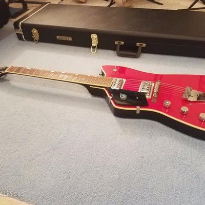 Lot-F6 Custom Left Hand Gretsch 6 String Guitar Red W/ Case Signed 